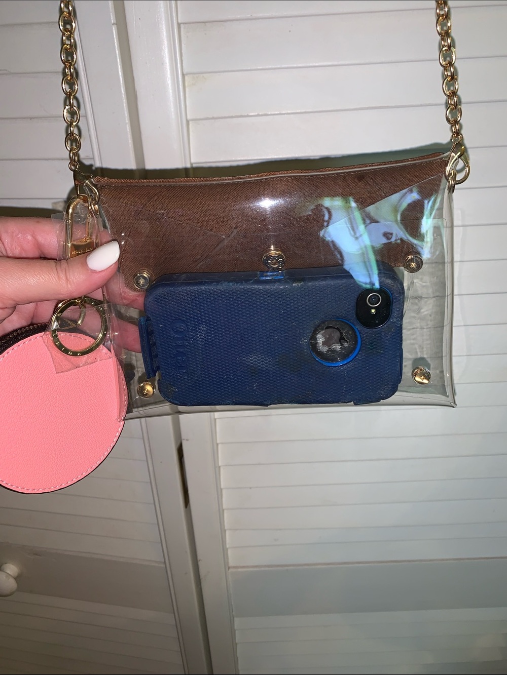Monogram Clear Crossbody Bag with Gold Chain - Picture 6 of 7